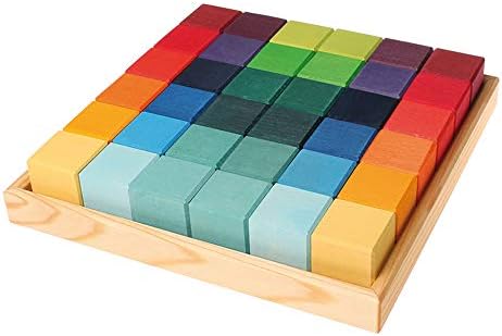Mosaic Square of 36 Wooden Cube Blocks 