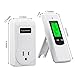 FLOUREON RF433MHz Wireless Thermostat RF Plug Electric Heating and Cooling Temperature Controller LCD Display Green Backlight (TS-808, White)