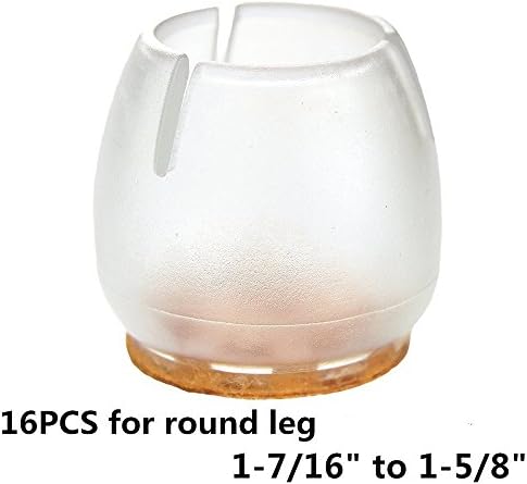 Jocon SF02 Chair Leg Wood Floor Protectors with Felt Furniture Pads, Chair Glides Feet Silicone Caps, Fit Round Leg (1-7/16" to 1-5/8" (37mm-42mm), 16PCS Round)