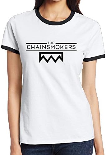 Hane Sea Women's The Chainsmokers Short Sleeve Neck T-Shirt Contrast Color Black