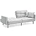 Best Choice Products Linen Upholstered Tufted Convertible Splitback Sleeper Futon w/Pillows, Light Gray