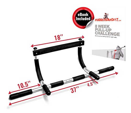 Rubberbanditz Doorway Pull Up Bar | Doorframe Chin-Up & Pull-Up Bar for Home Fitness, Workout, Gym + Free eBook