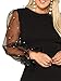 SheIn Women's Plus Size Elegant Mesh Contrast Pearl Beading Sleeve Stretchy Bodycon Pencil Dress