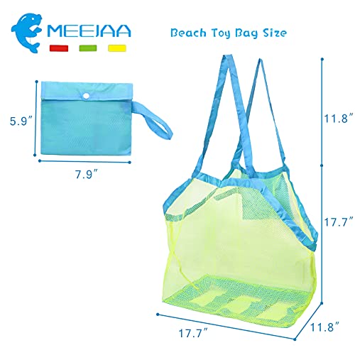 MeeJaa Mesh Beach Bag, Classic Mesh Beach Toy Tote Bag, Foldable Large