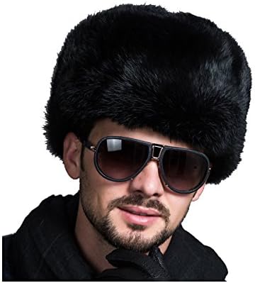 Generic Hot Men's Ushanka Winter Raccoon Fur&Lamb Leather Russian Cossack Trapper Hats (black)
