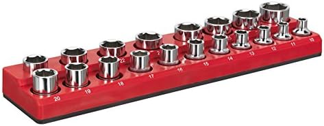 Sealey Ak27087 Socket Holder Magnetic 1/2In Sq Drive Capacity 19 Sockets, Multi-colour, 465mm x 130mm x 35mm - Image 3