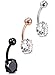 ORAZIO 3Pcs 14G Stainless Steel Belly Button Rings Cubic Zirconia Navel Bars Body Piercing