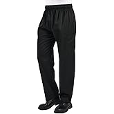 OAKVON Men's Chef Pants - Elastic Waist Cook Pants for Kitchen & Restaurant