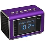 Jumbl™ Mini Hidden Spy Camera Radio Clock w/Motion Detection & Infrared Night Vision - Built-In Screen, Speaker, Micro SD Slot & AUX Line In - Purple