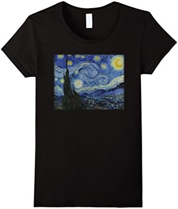 Women's Starry Night by Vincent van Gogh T-Shirt Large Black
