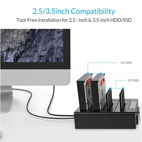 Florenceenid ORICO6648US3-C-V1 4-Bay SATA Hard Drive Docking Station USB3.0 Tool Free Off-line Duplicator for 2.5/3.5 inch HDD SSD