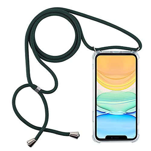 PuYu Zhe Compatible With iPhone 11 Case,Clear Transparent TPU Silicone Shell,Crossbody Slim Stylish Shockproof Cover,Adjustable Neck Cord Lanyard-Gray