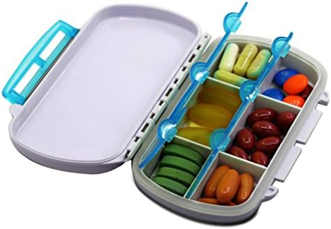 6 Compartments Pill Organizer Box, Medicine Organizer, Vitamin Organizer (Blue)