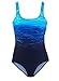 HOTAPEI Women's Athletic Training Gradient Criss Cross Back One Piece Swimsuit Swimwear Bathing Suit
