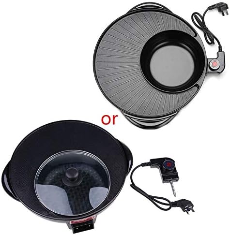 review Zcm Electric Grills Barbecue Hot Pot Electric Multi-Function Home Party Non Stick BBQ Grill Pan (Color : Black)