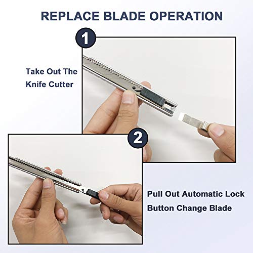 Utility Knife - Graphic Knife Craft Knife Film Knife with 30 Degree Retractable Blades for Office,Home, Arts, Crafts,Cartons, Cardboard - Thumbnail 5