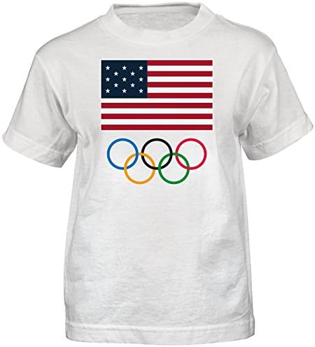USOC Team USA Flag And Rings Short Sleeve Tee, Large (7), White