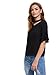 MakeMeChic Women's Choker V Neck Top Ruffle Short Sleeve Blouse #Black L