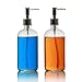 2 Pack, 16 oz. Liquid Soap Dispenser with Polished Pump, BONUS PUMP included, Refillable Round Clear Glass Bottle, Perfect for Liquid Soap, Essential Oils and Lotions, By California Home Goods