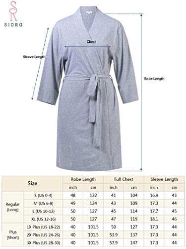 SIORO Cotton Kimono Robes for Women Soft Lightweight Long Bathrobe Knit Nightwear Maternity Hospital Loungewear V-Neck Sleepwear, Eggplant, Large