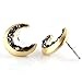 Laonato Crescent Moon and Black CZ Earrings (Gold)