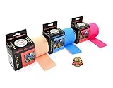 Kinesiology Tape with Free Taping E-Guide - 16ft Uncut Roll - Best Pain Relief for Muscles, Shin Splints, Plantar Fasciitis, Knee & Shoulder - Water Resistant Theraputic Aid