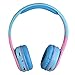 Contixo KB-2600 Kid Safe 85DB Over the Ear Foldable Wireless Bluetooth Headphone with Volume Limiter, Built-in Micro Phone, Micro SD card Music Player, FM Stereo Radio, Audio Input & Output, Blue Pink