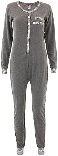 Love Loungewear Juniors Messy Bun Club One-Piece Pajamas L