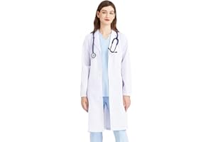 Lab Coat for Women Men Scientist Doctor Student Career Day Cosplay DIY Costume Long-sleeved Dental Vet Lab Coat