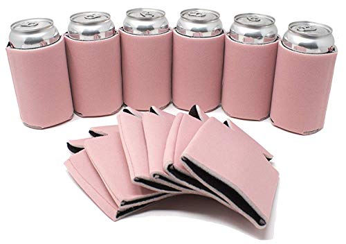 TahoeBay 12 Blank Beer Can Coolers, Plain Bulk Collapsible Soda Cover Coolies, DIY Personalized Sublimation Sleeves for Weddings, Bachelorette Parties, Funny HTV Party Favors (Blush, 12) - Thumbnail 7