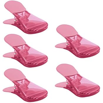 Cook with Color Set of Five Magnetic Sealing Food Clips, Plastic Clips for Food and Kitchen Storage, Chip and Snack Bag Clips, Fun Fridge Clips - Pink