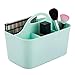 mDesign Plastic Makeup Storage Organizer Caddy Tote - Divided Basket Bin, Handle for Bathroom - Holds Eyeshadow Palettes, Nail Polish, Makeup Brushes, Blush, Shower Essentials - Small, 2 Pack - Mint
