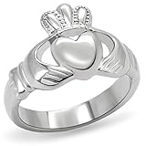 Women's Stainless Steel Claddagh Ring,Size:7