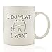 I Do What I Want Funny Coffee Mug Cat Middle Finger 11 oz - Birthday Gift For Men & Women, Him or Her - Best Office Cup & Christmas Present Idea For Mom, Dad, Boyfriend, Girlfriend or Coworkers
