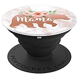 Mama Bear | Trendy Watercolor Pink Roses On Rose Background