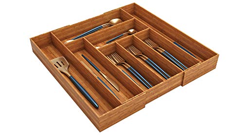 Miko Bamboo Expandable Kitchen Drawer Organizer - Multi Purpose - Cutlery Tray