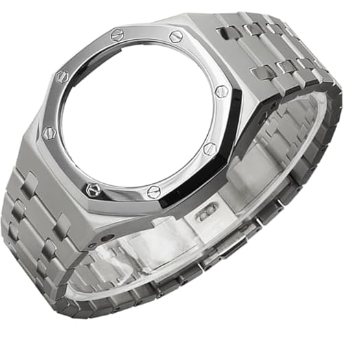 HJHYUL 316L Stainless Steel Watch Band Compatible with GA-2100 / GA-2110 / GA-B2100 – Replacement Metal Strap and Case