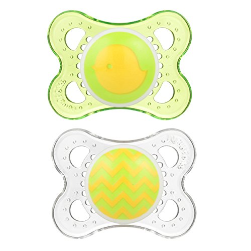 MAM Pacifiers, Baby Pacifier 0-6 Months, Best Pacifier for Breastfed Babies, 'Clear' Design Collection, Unisex, 2-Count