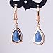 GULICX Gold Tone Blue Teardrop Crystal Cubic Zirconia Leverback Pierced Drop Earrings
