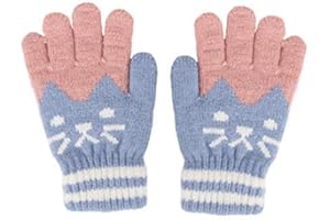 PURFUN Cat Design Winter Warm Skate Cycling Ski Knitted Gloves for 3-6 Yrs Girls Boys