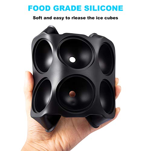 Ice Cube Trays Silicone Combo Mold, Silicone Sphere Ice Ball Maker with Lids and Large Square Ice Cube Molds for Whiskey & Cocktail Reusable BPA Free (Set of 2)