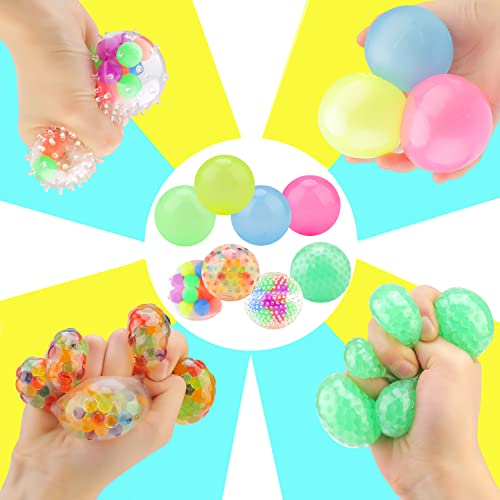 8Pack Stress Balls for Kids Original DNA Squishy Stress Balls Fidget Pack Colorful Squeezing Stress Relief Ball for Adults Squeeze Ball Sensory Ball Rainbow Stress Ball Ideal for Autism, Anxiety Bad Habits & More