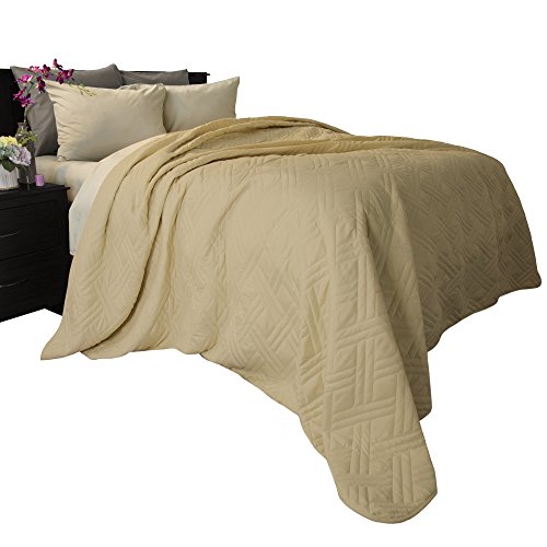 Lavish Home 66-40-T-T Solid Color Bed Quilt - Twin- Taupe