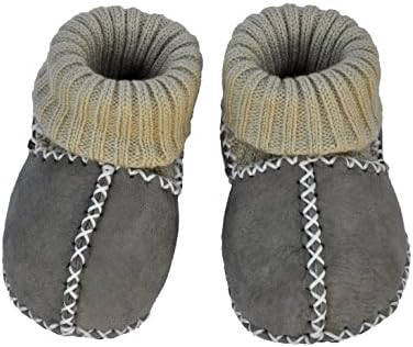 Pialetti Baby Handmade Organic 100% Sheepskin Leather Boots with Sock (12-18 Month (EUR 22), Gray)