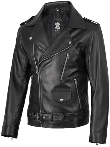 90s Genuine Leather Jac 本革 レザーライダースジャケット J'Jackin Genuine Lambskin Leather Motorcycle Jacket Men | Black