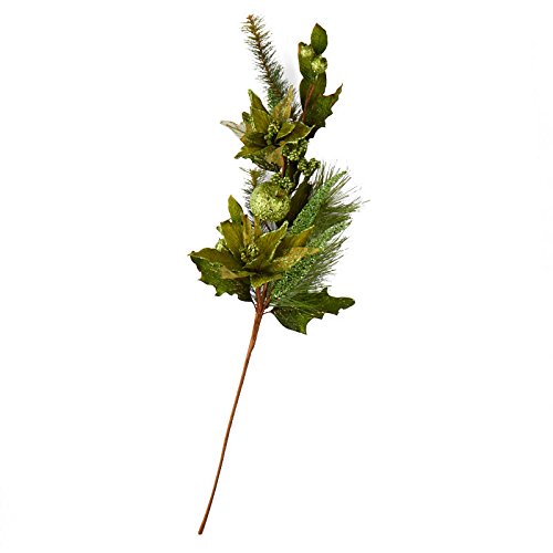 Sparkling Green Poinsettia, Fruit and Pine Spray | for Indoor Decor