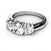Metal Factory Sterling Silver 925 Cubic Zirconia CZ 3 Stone Engagement Ring