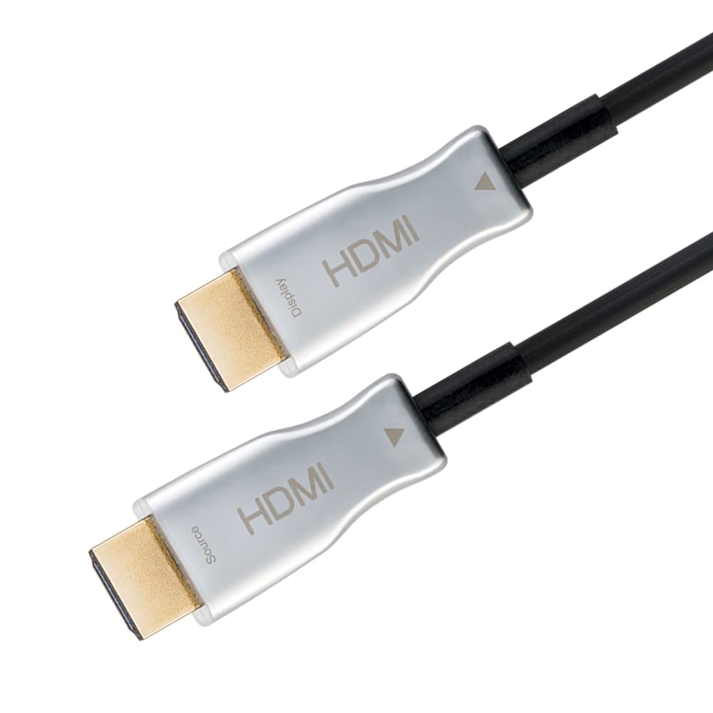 goobay 65573 Active Optical Hybrid HDMI Cable AOC / 4K @ 60 Hz UHD High Speed HDMI Connection Cable with Ethernet / 18 Gbits Fibre Optic Cable/Black / 100 m