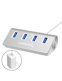 Sabrent   Hub USB 3.0 de 4 puertos de aluminio para iMac, MacBook, MacBook Pro, MacBook Air, Mac Mini, o cualquier PC [plateado] 5 V 4 A adaptador de alimentación incluido (HB MAC3 PS 5V4W)