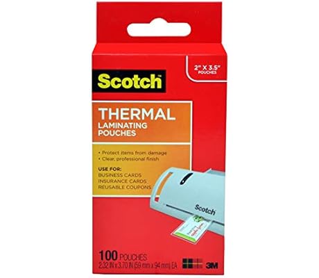 Scotch Thermal Pouches 2.32 x 3.70 Inches Business Card, 100 Pouches (TP5851-100)